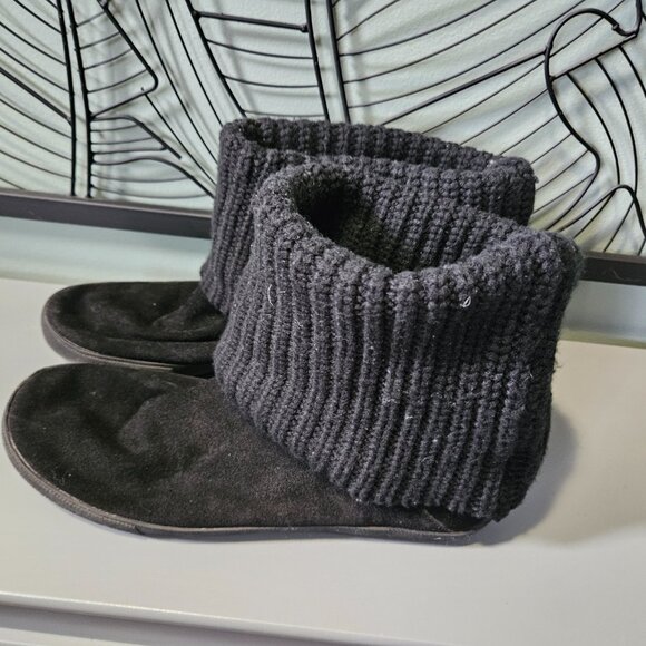 Aldo | Black Suede and Wool Flat and Slouchy Customizable Boots - Picture 1 of 12
